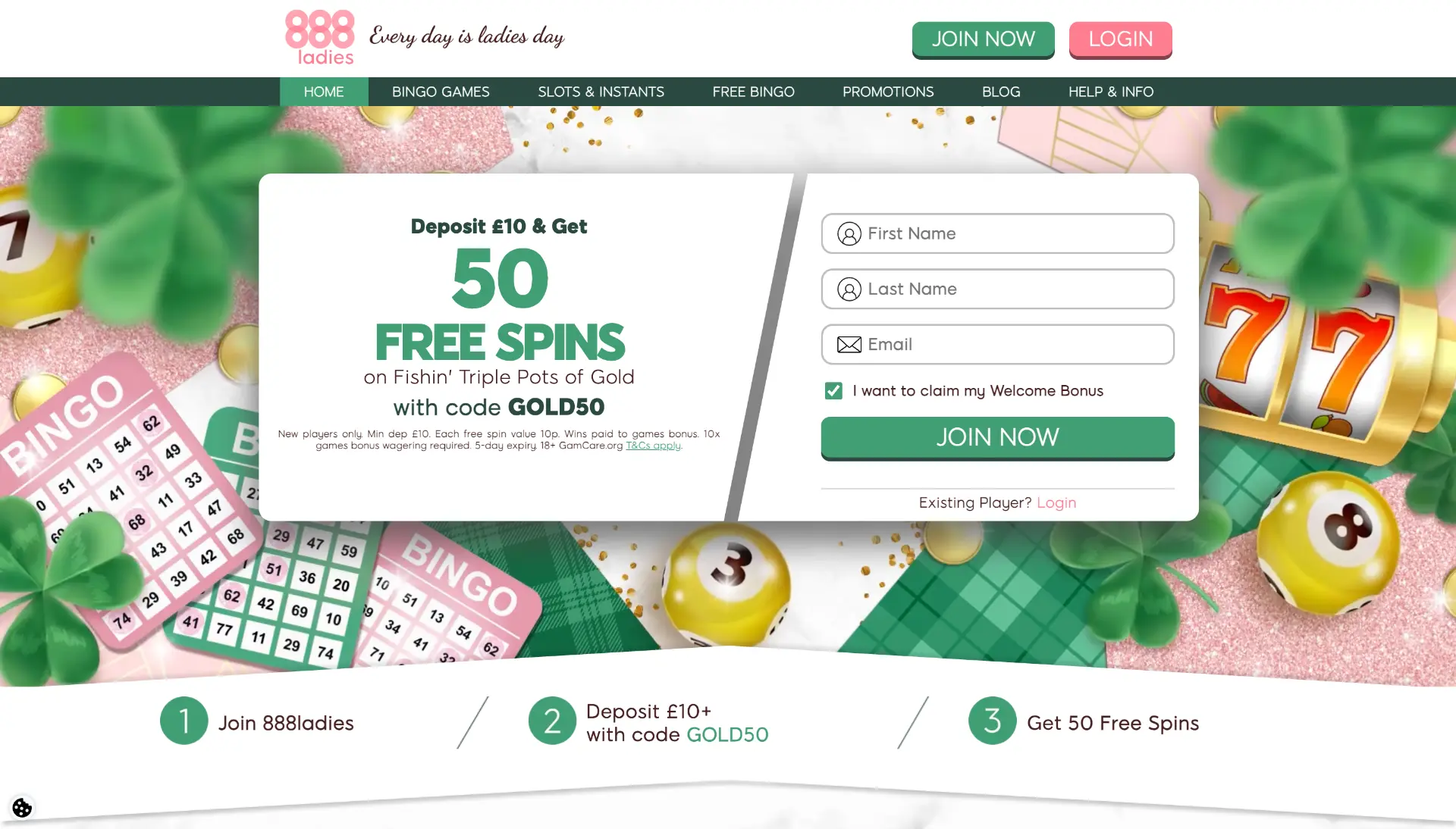 888 Ladies Bingo homepage