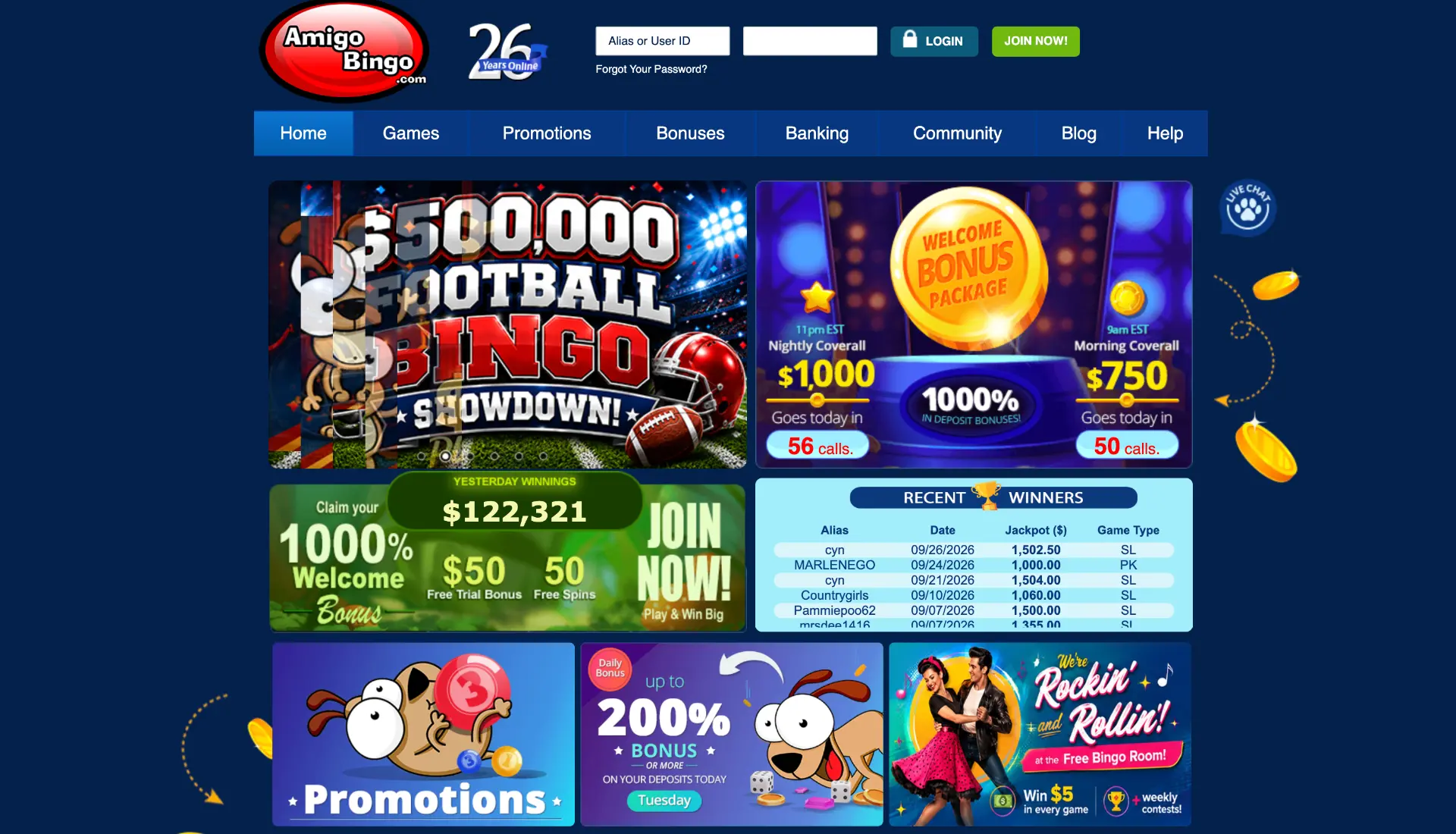 Amigo Bingo homepage