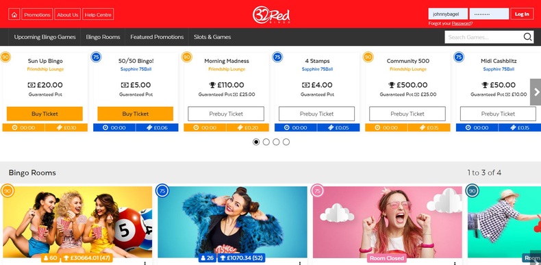 32Red Bingo homepage