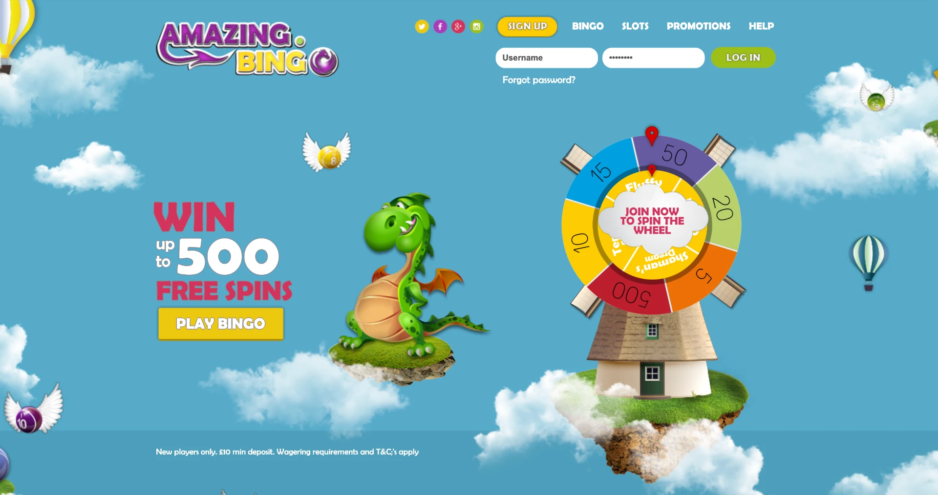 Amazing Bingo homepage